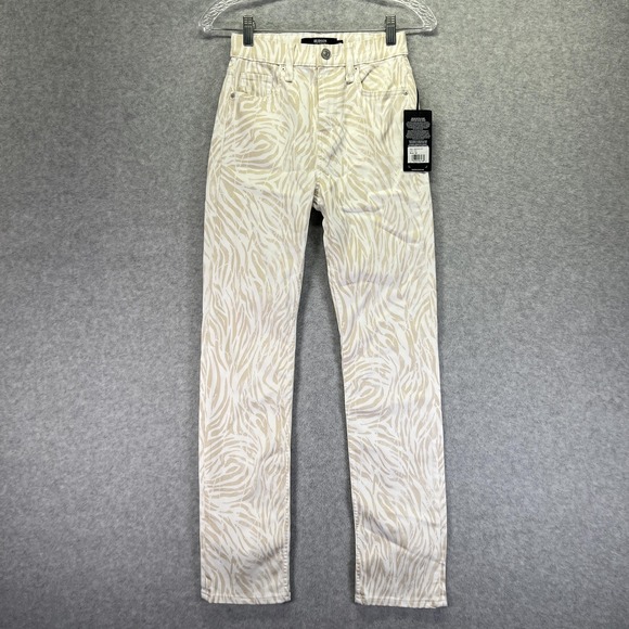 Hudson Jeans Denim - Hudson Holly Straight Jean Womens 24x30 Beige White Animal Print High Rise Denim